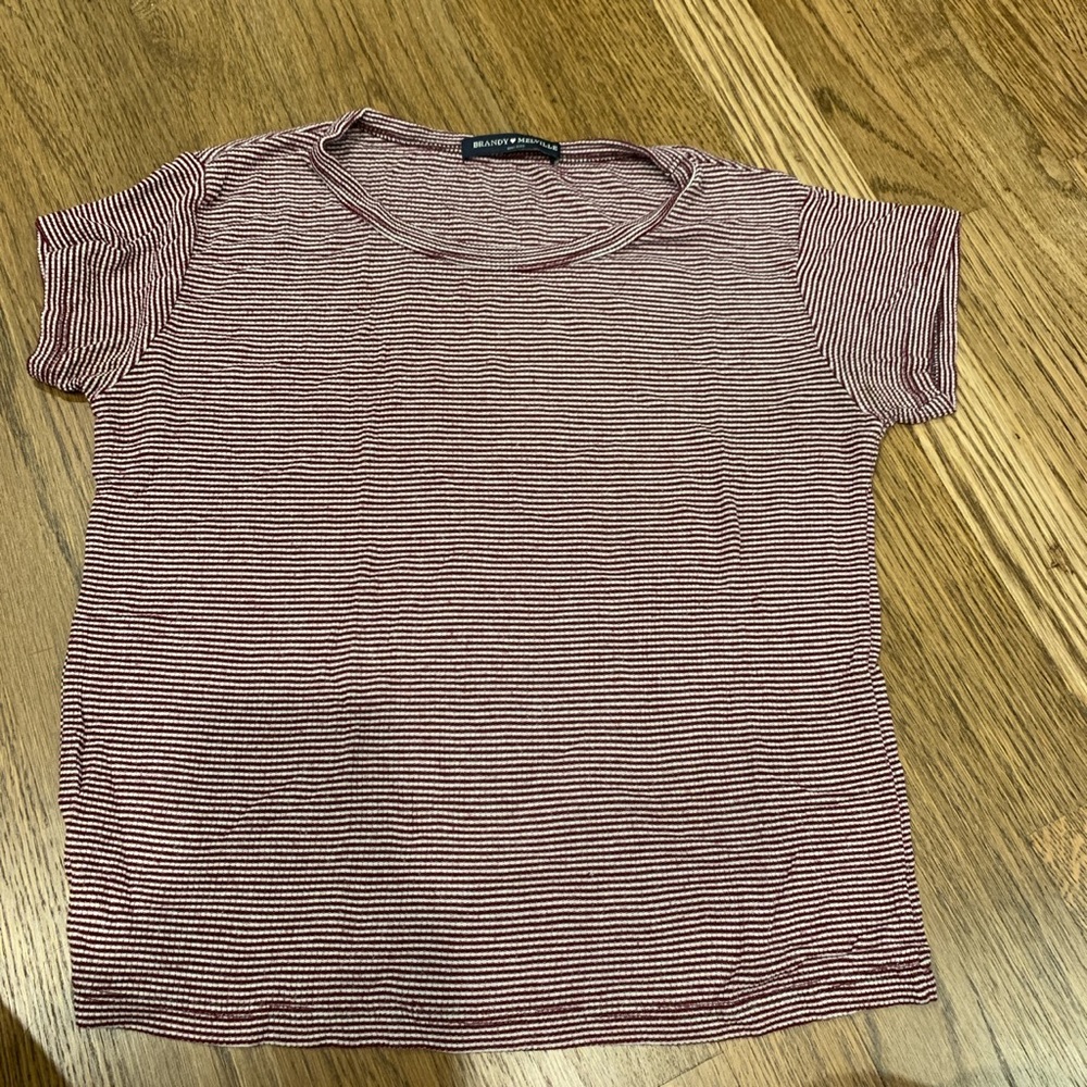 Brandy Melville striped top (maroon/white)